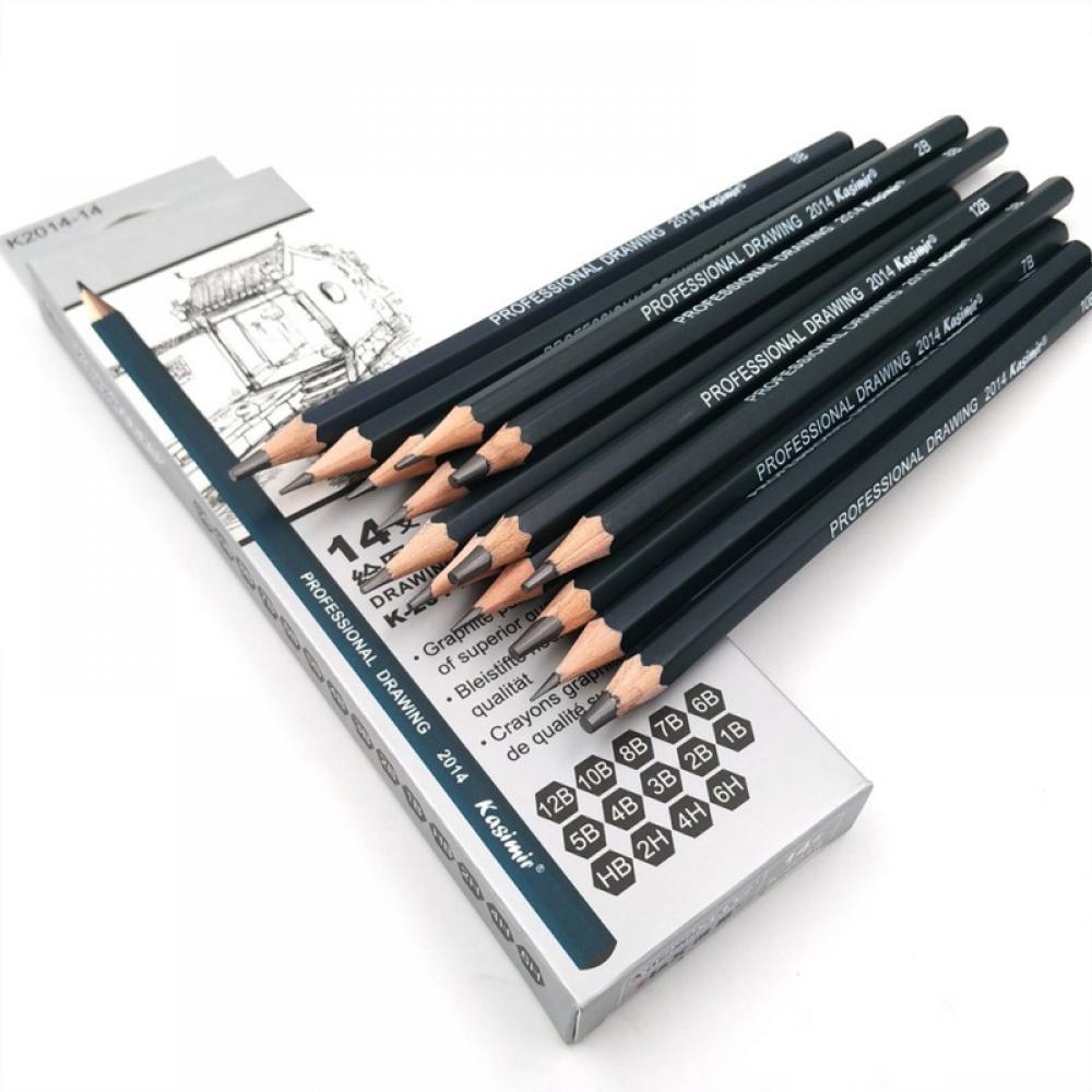 14 Pcs/Set Drawing Pencils Set, Art Sketching Pencils 14B, 12B, 10B, 9B,  8B, 7B, 6B, 5B, 4B, 3B, 2B, B, HB, F, H - 9H, Art Sketch Wooden Pencil Exam